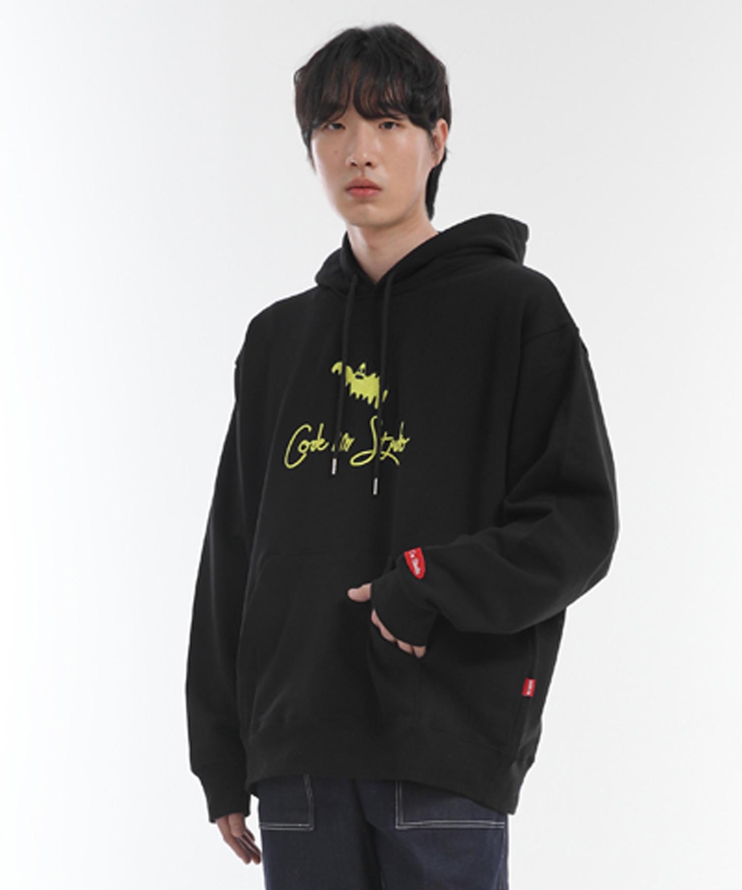 Code Iam Ghost Embroidery Heavyweight Oversized Hoodie Black Black/L