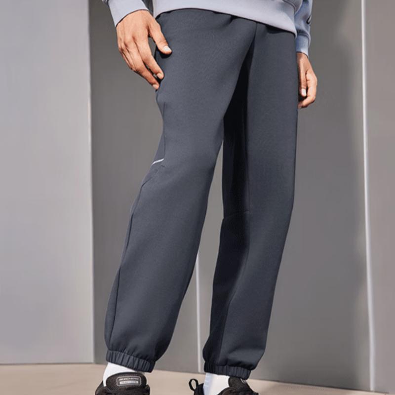 Skechers Basic Sports Series Fashion Comfortable Casual Versatile Solid Color Knitted Sports Pants Men Bottoms P425M130-00W5