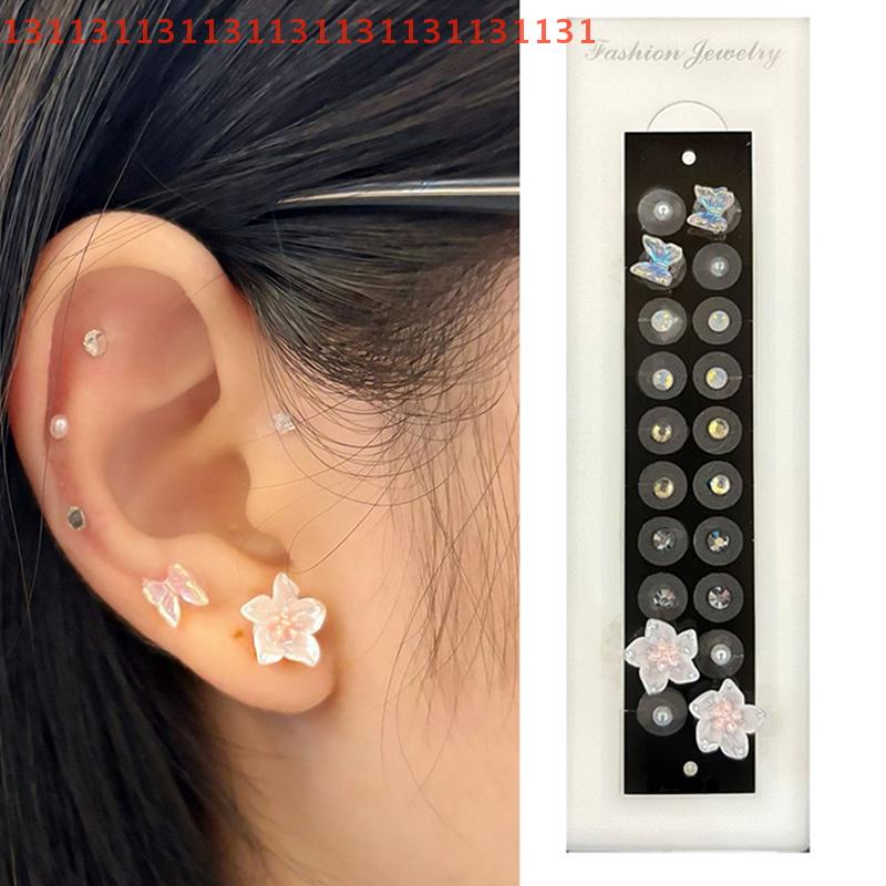 20 Patches Butterfly Flower Shape Crystal Ear Seed Acupuncture Auricular Disposable Ear Stickers Massage Therapy Needle Patch