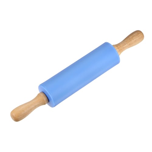 Uxcell Silicone Rolling Pin for Baking, 31cm, Wooden Handle, Non-Stick Rolling Pin, Small Roller, Play-Doh Rolling Pin for Dough, Pizza, Fondant, and