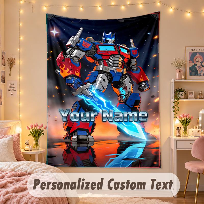Custom Personalized Tapestry,Transformers Print Custom Name Text Wall Art Hanging for Bedroom