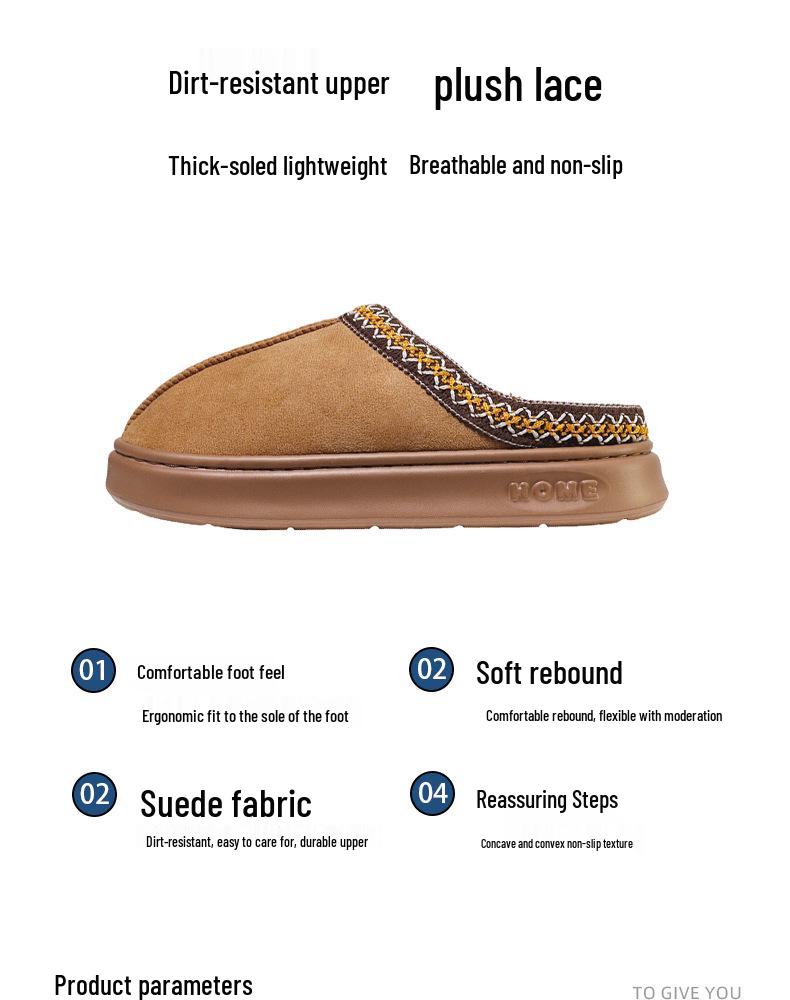 Fellpantoffeln im Ethno-Stil: Warme, dicksohlige Baumwollpantoffeln für Damen und Herren, perfekt für Herbst und Winter