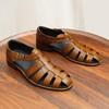2025 New European and American Men's Genuine Leather Casual Flat Cowhide Sandals, Large Size