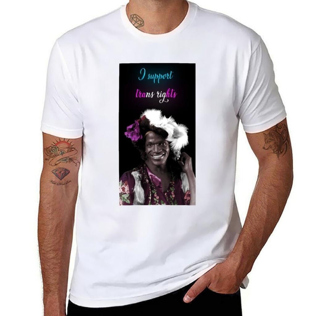 Marsha P. Johnson T-Shirt Black Cotton T-shirt Plain for Man Package Man T Shirt Luxury Cotton T Shirts High Quality T-Shirt