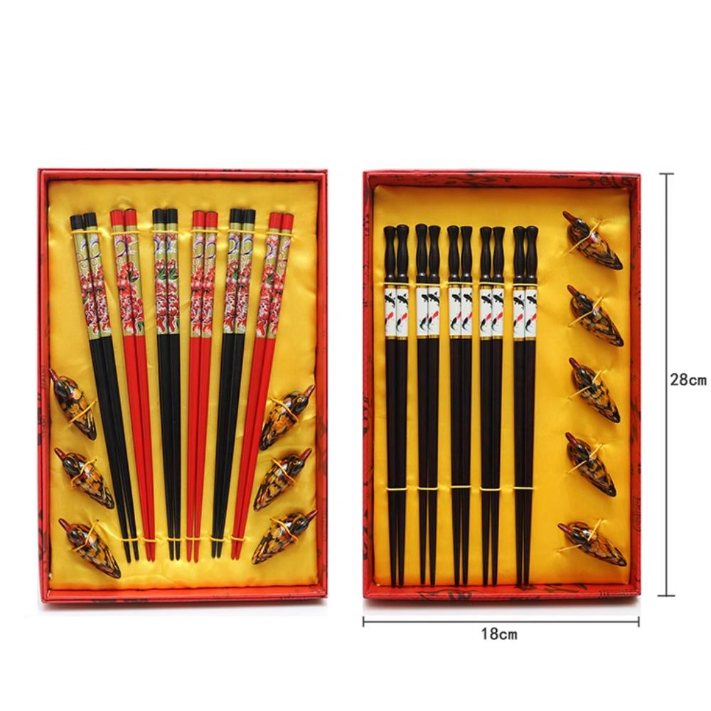 Gift Box Chopsticks Peking Opera Facial Makeup Wooden Carving Craft Korean Chopsticks Set Japanese Sushi Chop Sticks Wood Ducks