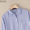 ZANZEA Women Turn Down Collar Long Sleeve Stripe Blouse