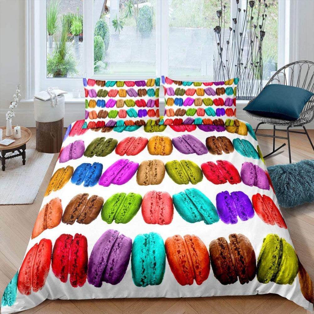 Donut Comforter Cover Dessert Duvet Cover Set Food Theme Quilt Cover Colorful Print Bedding Set For Child Boy Girl Bedroom Decor