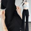 Black Flared Pants for Women, Autumn and Winter New High-Waisted Slimming Slightly Flared Pants, Floor-Length Straight Narrow Suit Pants