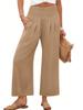 Women's High Waist Elastic Waist Wide Leg Pants In Olive Green