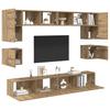 Wall Mounted TV Cabinet Set 8 pcs Artisan Oak Wood Based Material
