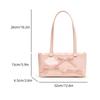 Women Simple Underarm Bag PU Leather Bowknot Handbag for Outdoor Travel (Pink)