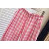 2025 Koreanischer Stil Rosa Karomuster High-Waist Slim Fit Damenhose