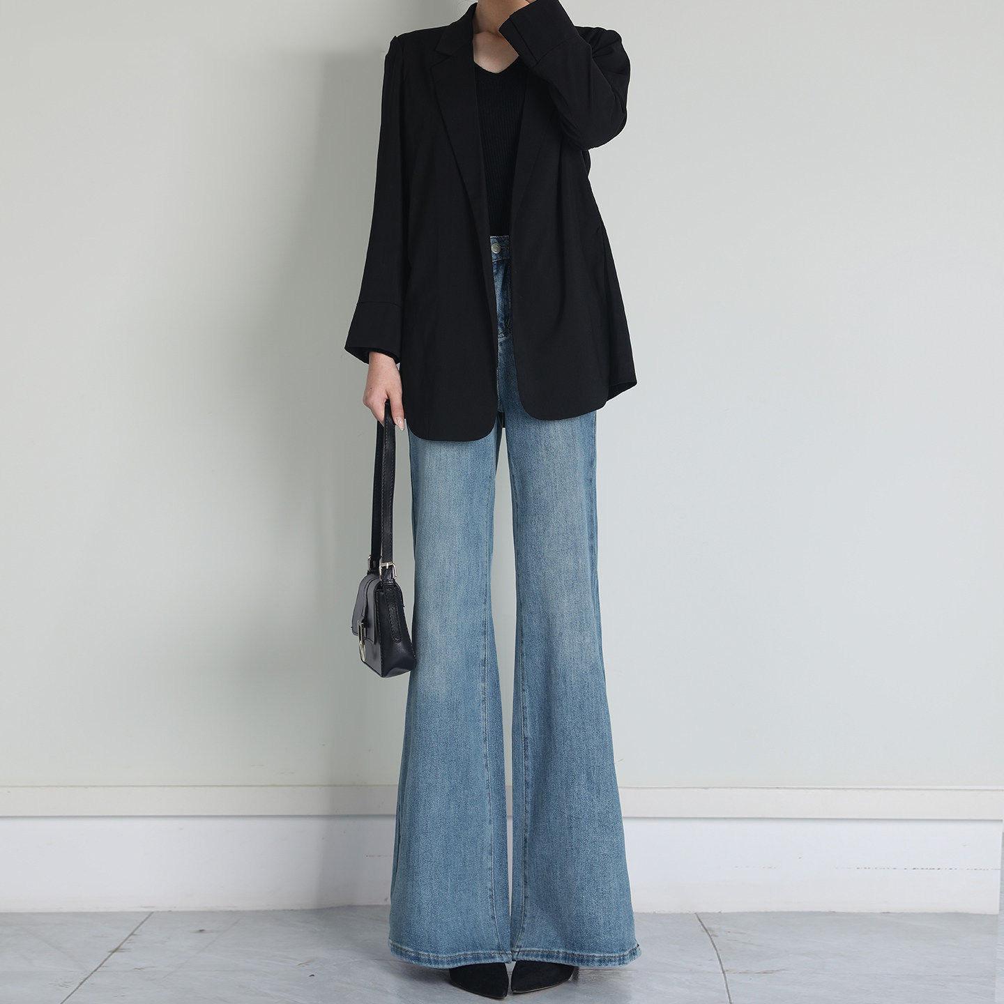 Women s High Waist Light Wash Micro Flare Jeans for Spring 2026 XXL