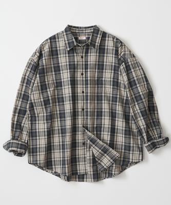 TAKEASY Giant Fit Monster Check Shirt (Vintage Navy)