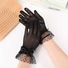 Polka Dot Wedding Bridal Gloves White Long Finger Mittens Retro Black Lace Gloves  Funeral