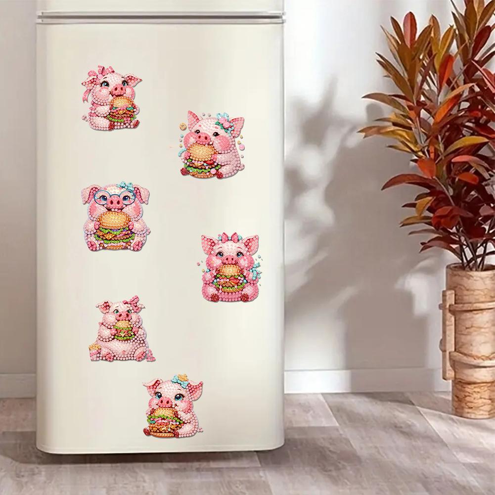 6/8Pcs Diamond Painting Magnets Refrigerator Butterfly Dog for Fridge Whiteboards Car Mailbox Decor for Adults Kids Beginners