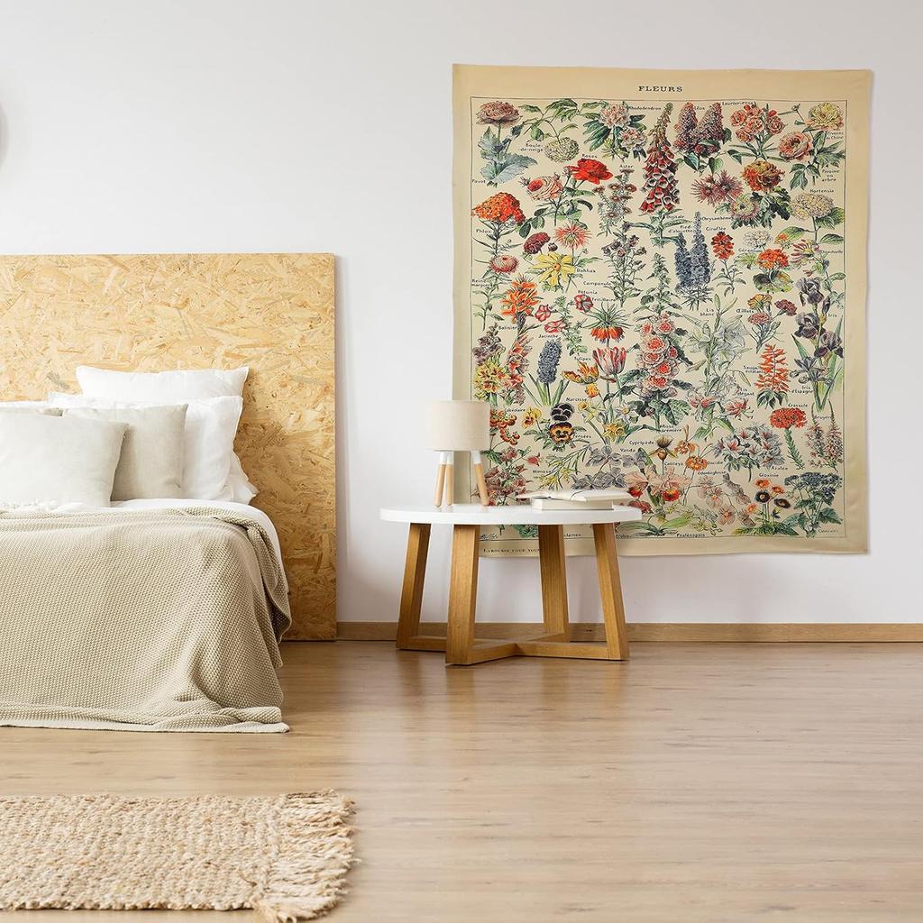 Mixweer Vintage Wildflower Vertical Tapestry for Bedroom Colorful Wall Hanging Aesthetic Wall Art For Room Decor, 51.2 x 59.1 Inch (Flower Pattern)