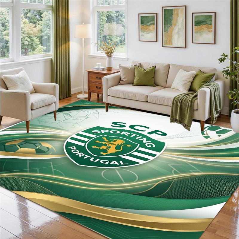 Sporting CP FC Design Crystal Velvet Rug Soft Decorative Mat for Bedroom Entrance