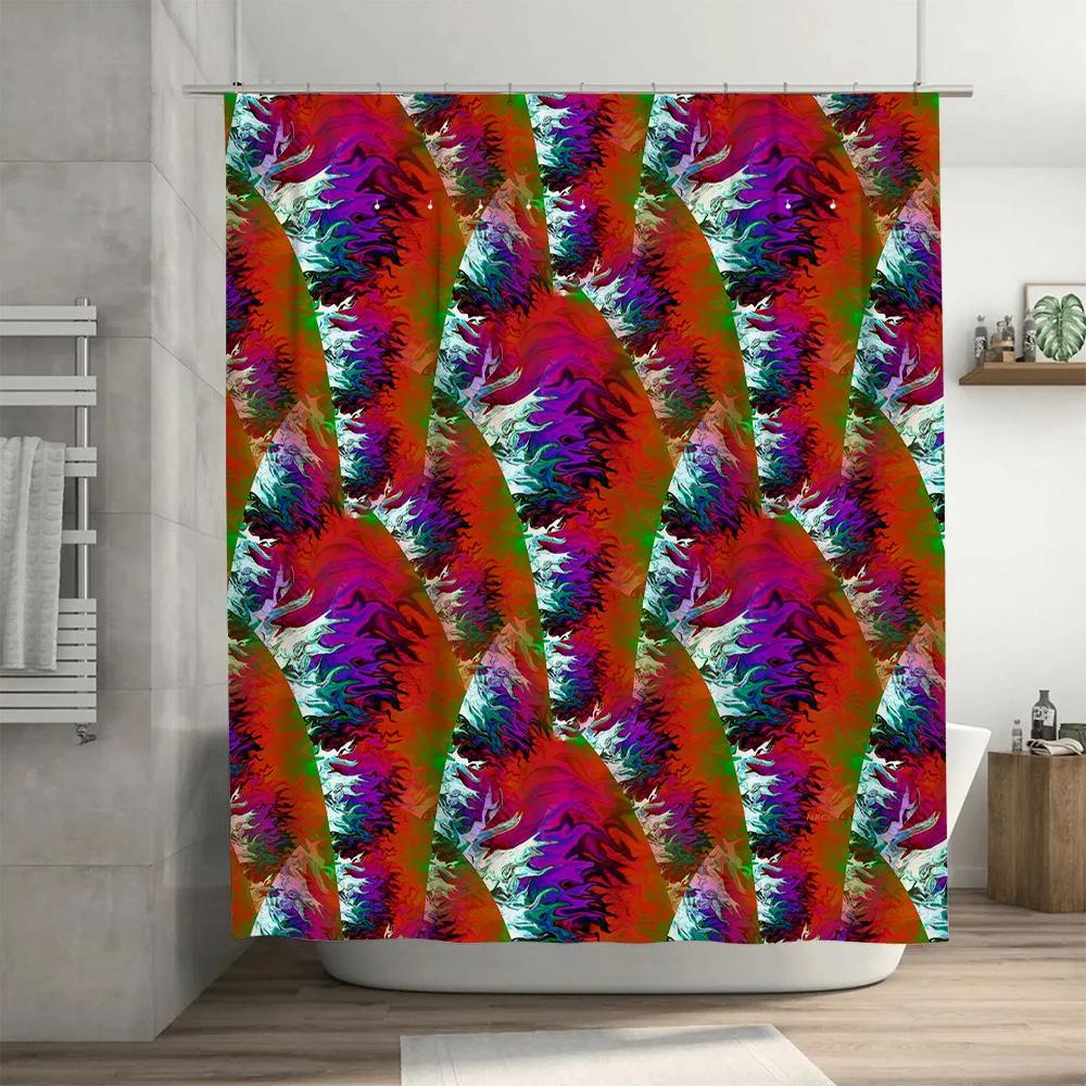 Abstract Colorful Shower Curtain with Vibrant Floral Print Waterproof Polyester Fabric Modern Home Decor for Bathroom