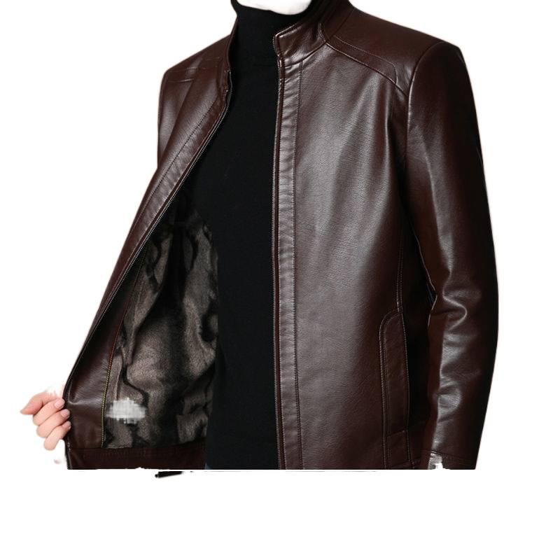Men's Thickened Sheepskin Leather Jacket for Autumn and Winter - Perfect for Middle-aged and Elderly