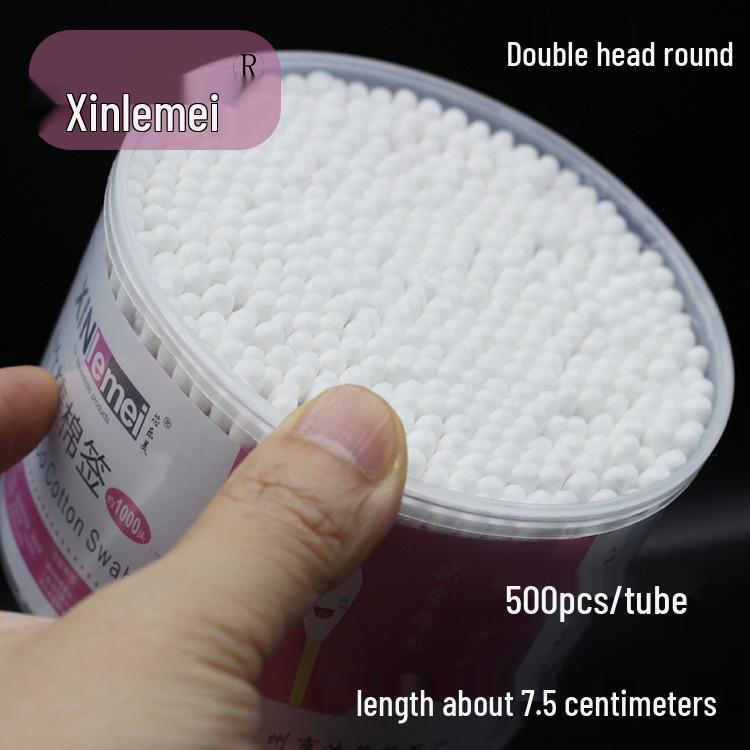 Pink Double-Ended Embroidery Cotton Swabs: Multi-Functional Eyeliner and Nail Art Cleaning Tool (7cm)