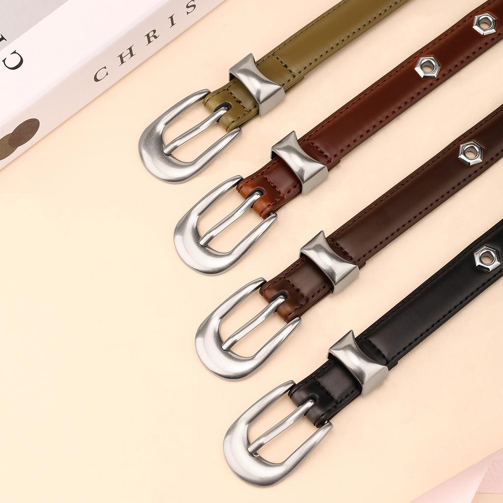 Thin Cowhide Veterinary Women's Belt Versatile Nailed Casual Pants Belt High-end Women's Belt