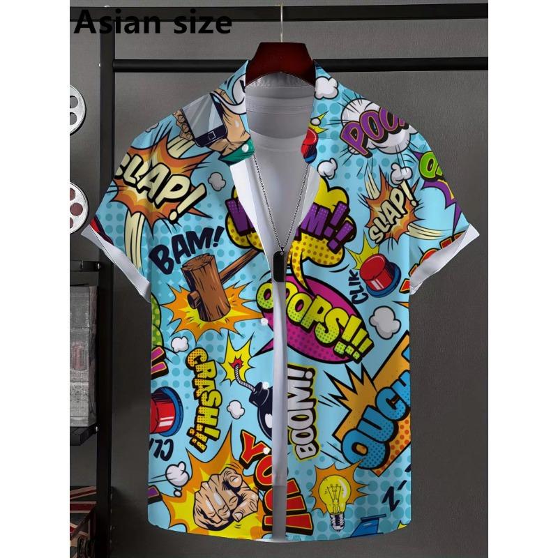 2025 New Men's Shirt 3D Print Anime Pattern Button Up Shirt Fashion Casual New Unisex Shirt Vacation Lapel Short Sleeves Blouse