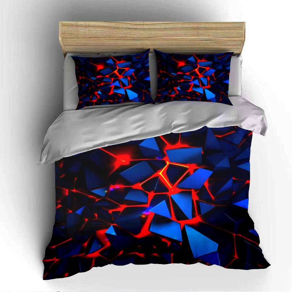 Geometric Red and Blue Print Bedding Duvet Cover Set Duvet Cover Pillowcases (1 * Duvet Cover 2 * Pillowcases, Without Duvet Insert)