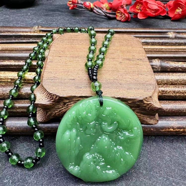 Imitace aventurínu Svetrový náhrdelník - Design zelí Guanyin od značek Wu Shi a Dragon & Phoenix