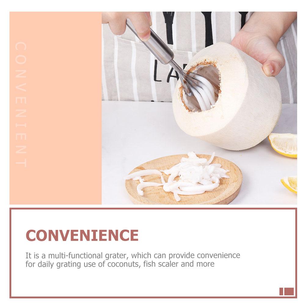 3 Pcs Coconut Grated Professional Grater Fish Scaler Metal Remover Handheld Meat Scraper Stainless Steel Efficient Kitchen Tool