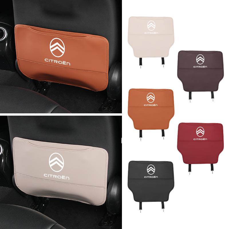 Car Anti-Kick Pad Seat Back Protective Cover Storage Pocket Auto Accessories For Citroen C4 C3 C5 C1 C2 VTS Berlingo Celysee
