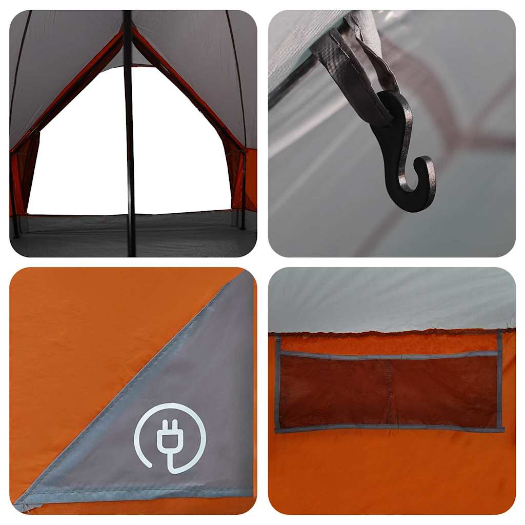 Teepee Tent for 5 Persons Gray and Orange 415 x 415 x 247 cm