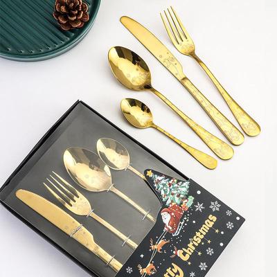 4 Piece Gold Cutlery Set Christmas Stainless Steel Gift Cutlery Set