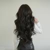 Women’s Long Curly Wig with Middle Part Layered Wavy Lace Front Synthetic Full Wig