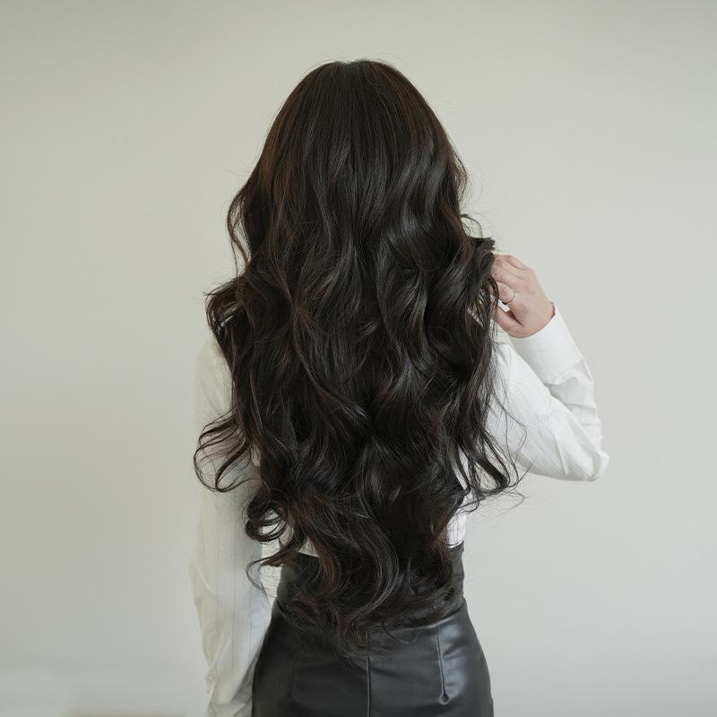 Women’s Long Curly Wig with Middle Part Layered Wavy Lace Front Synthetic Full Wig