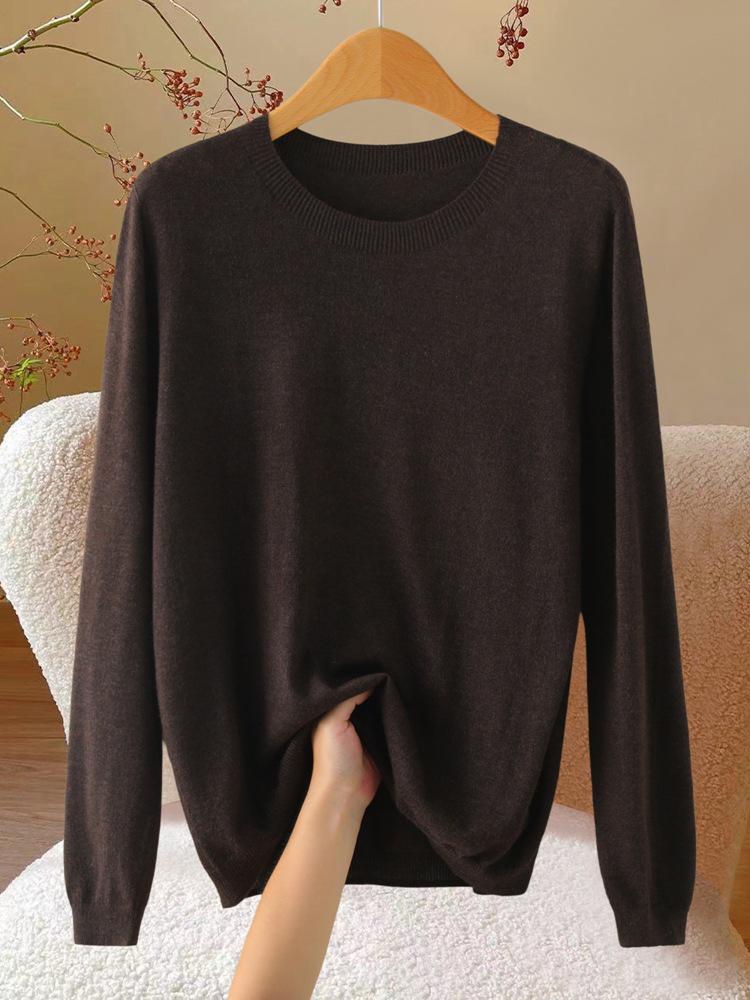 Women's Slim Fit Heathered Wool Sweater - 2026 Long Sleeve Knitwear