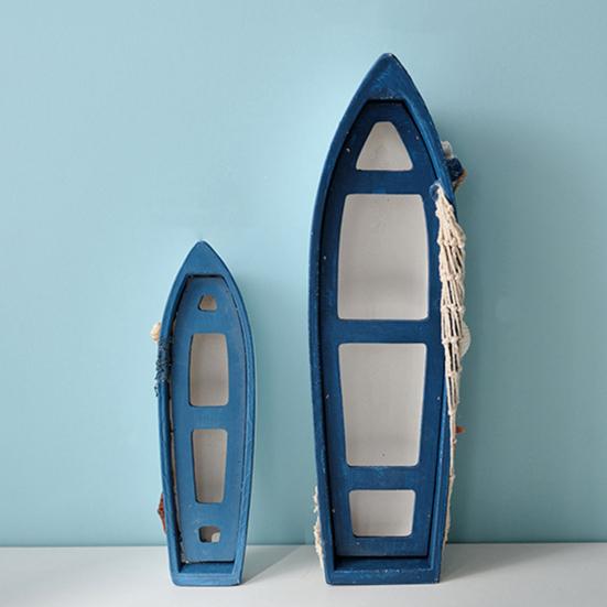 Modellino di Barca in Legno Oceanica Fatto a Mano Stile Spiaggia Rustica Statuetta Canoa Ornamento da Tavolo a Tema Nautico per Soggiorno Camera da Letto