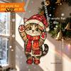 Wall Hanging Festive Art Colorful Acrylic Suncatcher, Stained Glass Style Christmas Ornaments, Santa Claus Cute Cat Ornaments Snowman Pattern