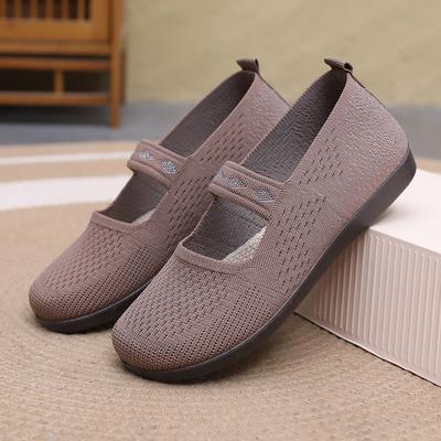 Stoffschuhe für Damen mittleren Alters und ältere Menschen mit weicher Sohle, atmungsaktive Stoffschuhe für alte Damen im Hintergrund, Mutter-Oma-Gummiband, rutschfest