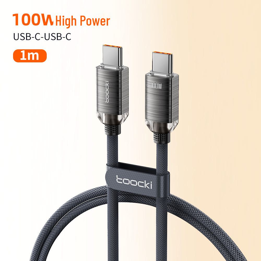 Crystal Aluminum CC Super Charging PD100W Data Cable in Multiple Colors, 1m or 2m