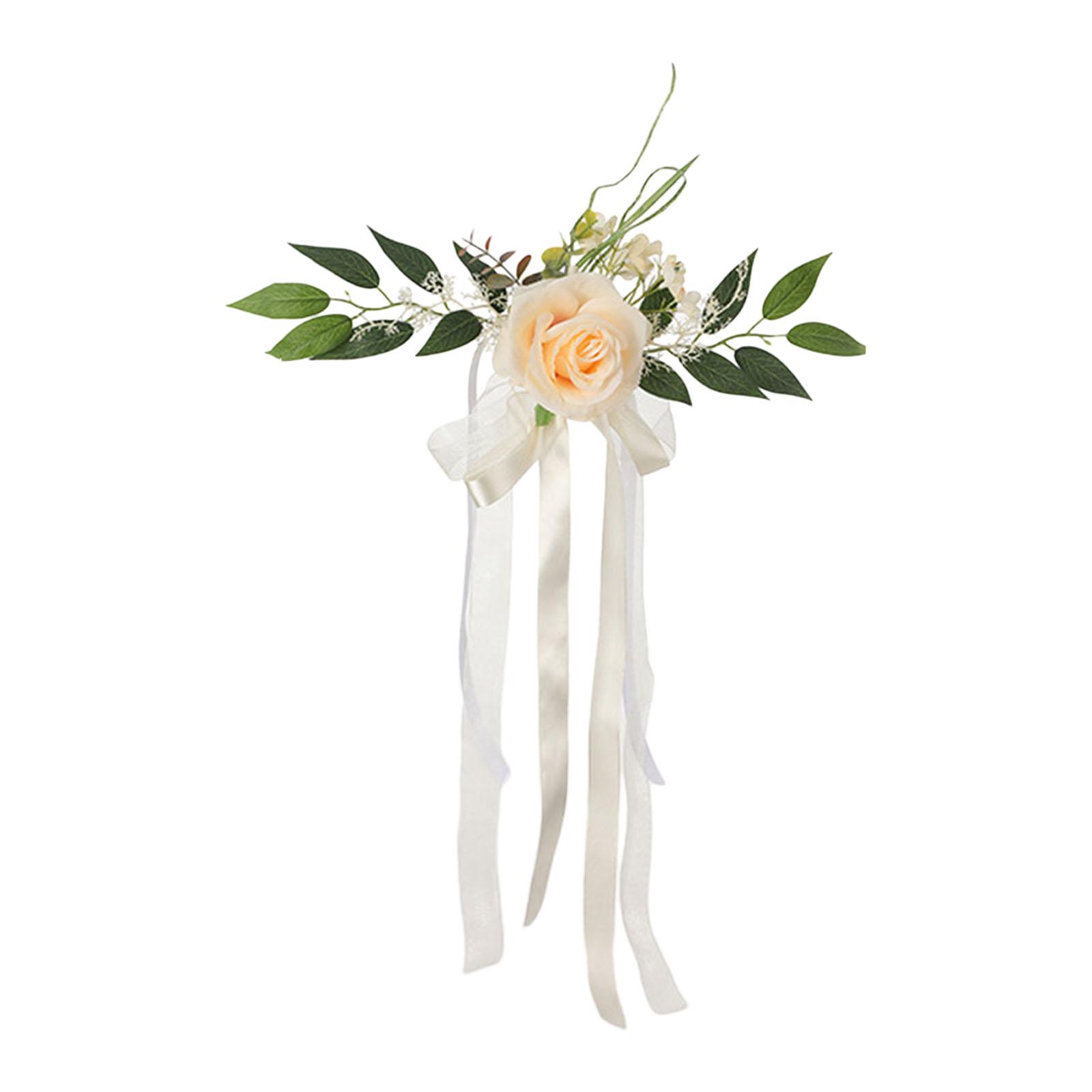 

1 упаковка свадебных цветов на спинку стула, украшения для свадебных стульев, скамейки у прохода, церковные цветы, искусственные цветы с листьями O