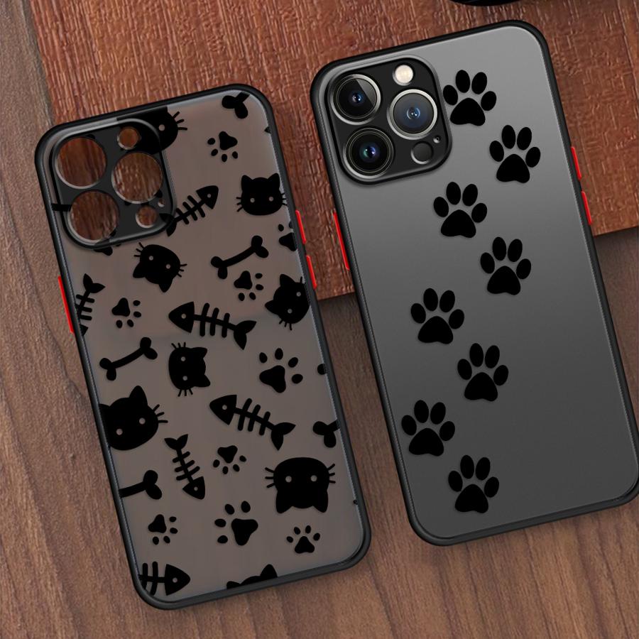 Kitten Paw Prints Case for iPhone 15 Plus 12 17 Air 11 13 Mini 14 16e 17 16 Pro Max XS Back Phone Cover