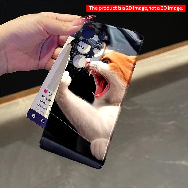 2DFlat Samsung Phone Case Angry Cat Giving Middle Finger Phone Case Applicable To Galaxy S22 S23 S24 S25ULTRA S26 A12 A13 A14 A15 A16