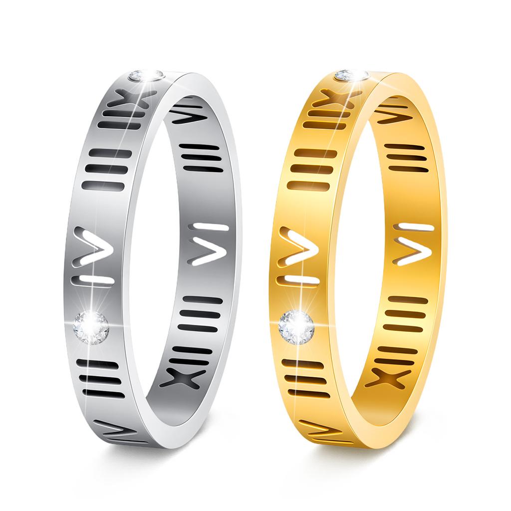European and American Furnace Roman Numeral Ring Hollow Couple Men's and Women's Alphabet Ring