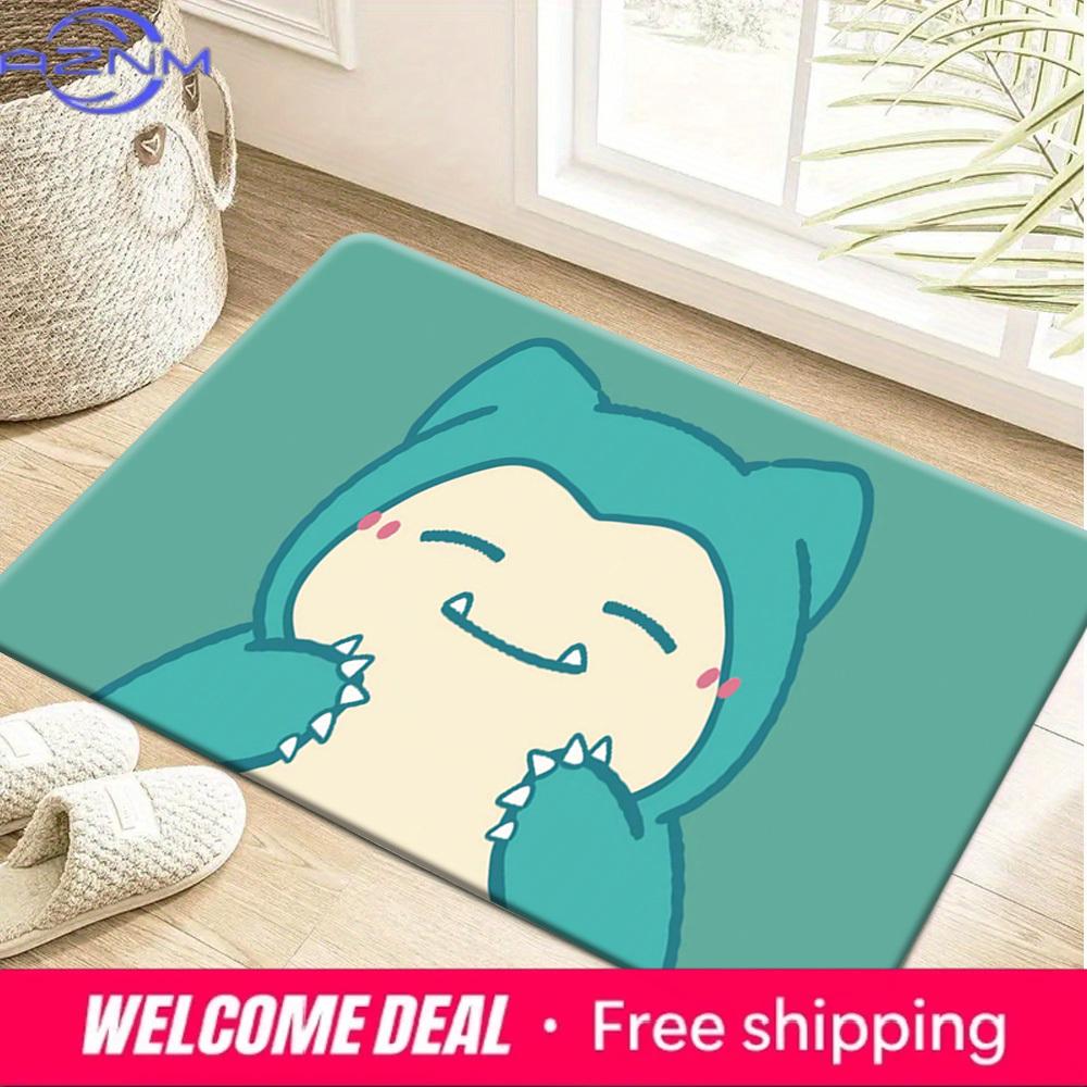 Cute Snorlax Cartoon Print Doormat Anti-slip Absorbent Floor Mat for Home Entrance Bedroom Living Room Decor 40x60cm