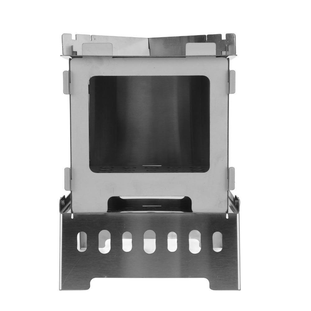 Portable Folding Backpacking Stove Stainless Steel Windproof Wood Burning Stove  Hiking