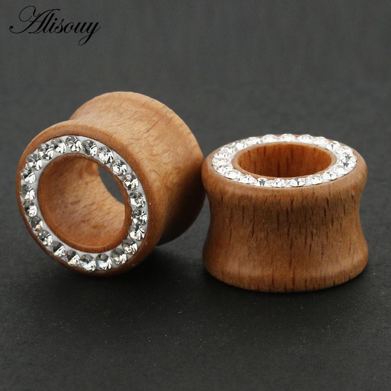 1 buc dopuri pentru urechi la modă, tuneluri din lemn, cristal de zirconiu, stras, 8mm-16mm, șa, ureche, piercing bijuterii pentru corp, bărbați, femei