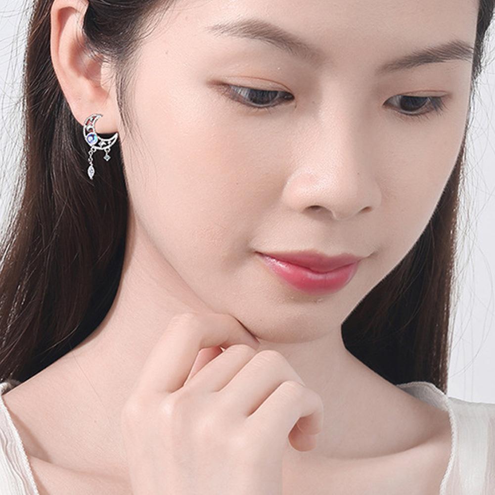 925 srebro kryształowe zestawy biżuterii księżycowej dla kobiet elegancki elegancki naszyjnik stadniny kolczykigaabou biżuteria