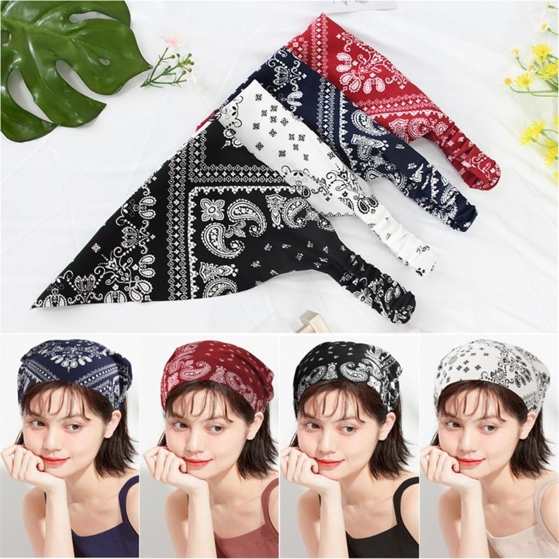 Elegant Headbands Vintage Bandana Flower Print Headpieces Elastic Hair Accessories Women's Fashion Headbands