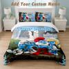 Bedding Set 1 Duvet Cover 2 Pillowcases Smurfs Print Soft Bed Linen Bedroom Decor